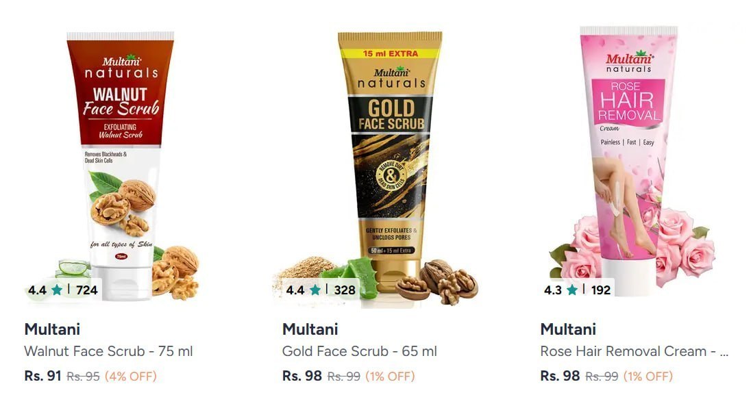 Myntra | 🔥 Multani Face Scrub & Exfoliator From ₹91