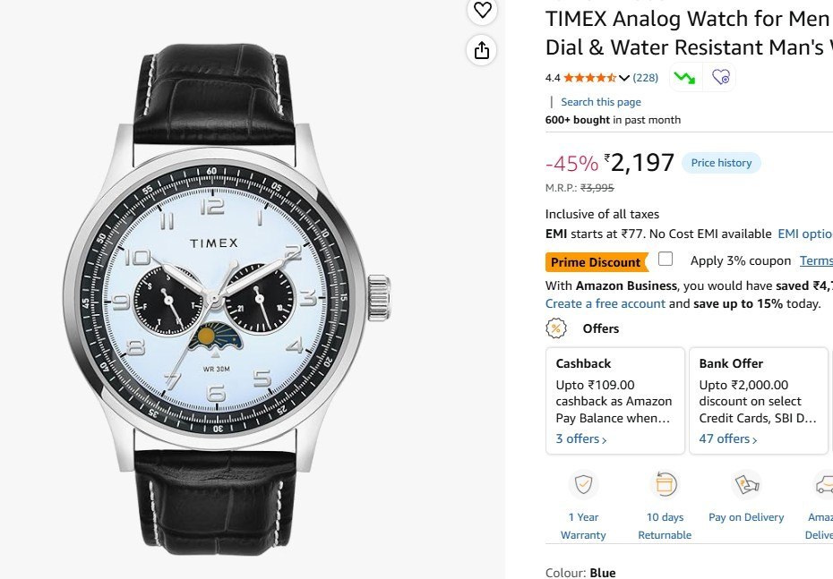 TIMEX Analog Watch for Men