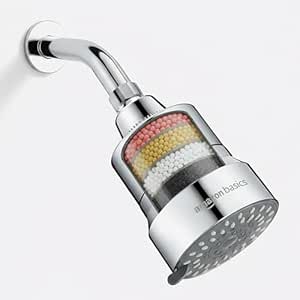 Amazon Basics Filtered Shower Head with 5 Spray Modes | Water Softener | ABS Mat...