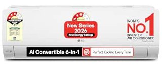 LG 1.5 Ton 3 Star, Smart Inverter Split AC (100% Copper Condenser, AI Convertible 6-in-1, Faster Cooling & Energy Saving, Diet Mode+, HD Filter with