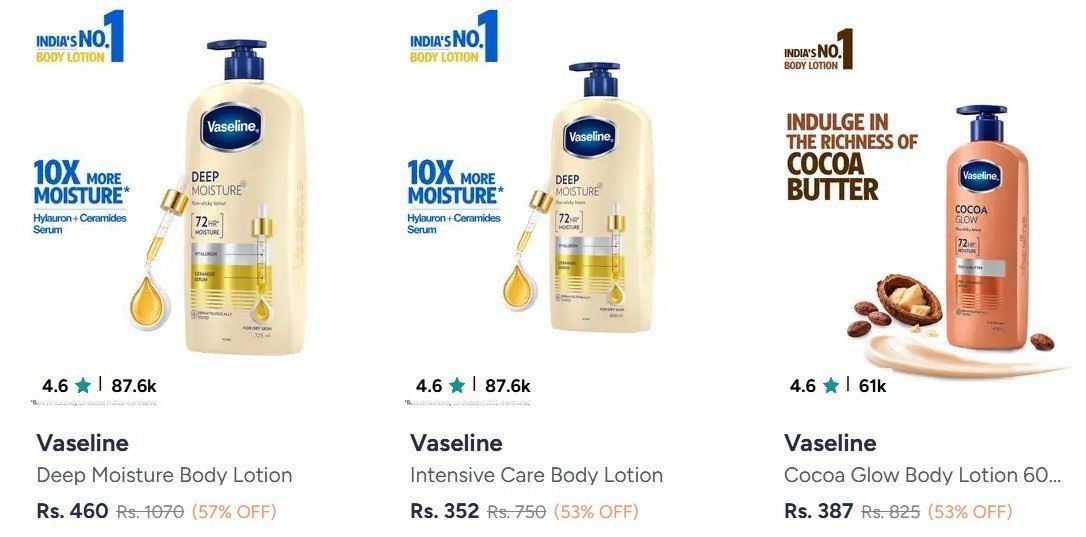 Myntra | Vaseline Skincare Min. 50% Off