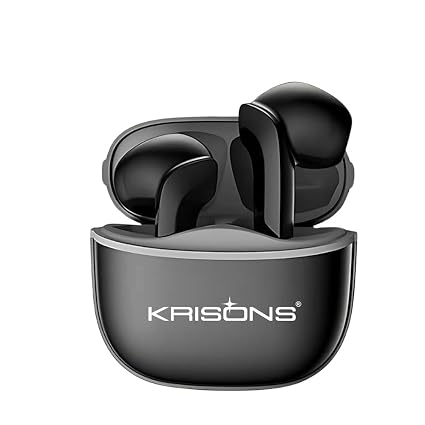 Krisons TWS-001 Wireless Earbuds, Black, Bluetooth 5.2, 10mm Drivers, HiFi Sound Quality, 25H Battery Life, Touch Control, Charging Case (Black)