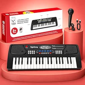 Lifelong Wireless Rechargeable Piano Keyboard for Kids with Mic, Single Speaker, 37 Keys Portable…