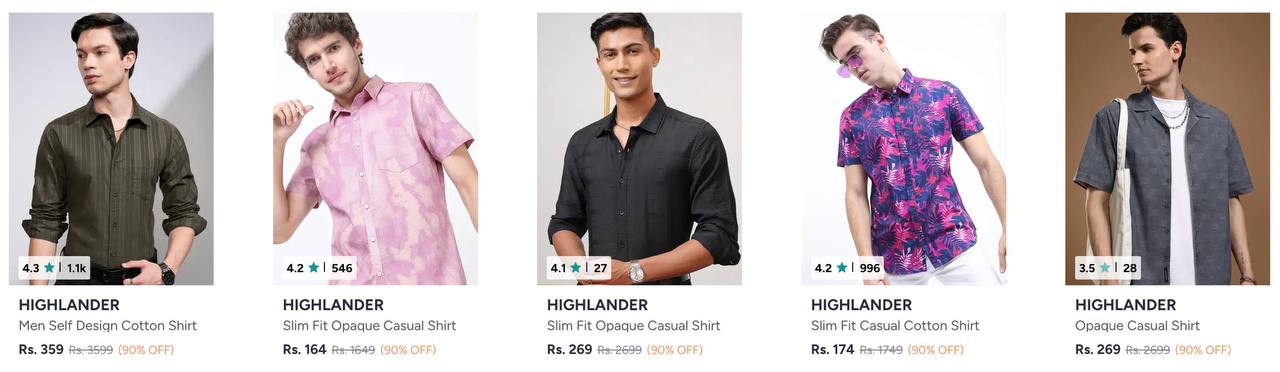 Myntra Loot : Upto 90% Off On Highlander Clothing.