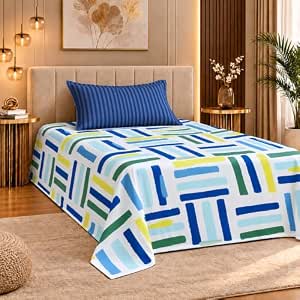 Home Stylish 280 TC Floral Print Ezyption Cotton 1 Single Bedsheet with 1 Pillow...