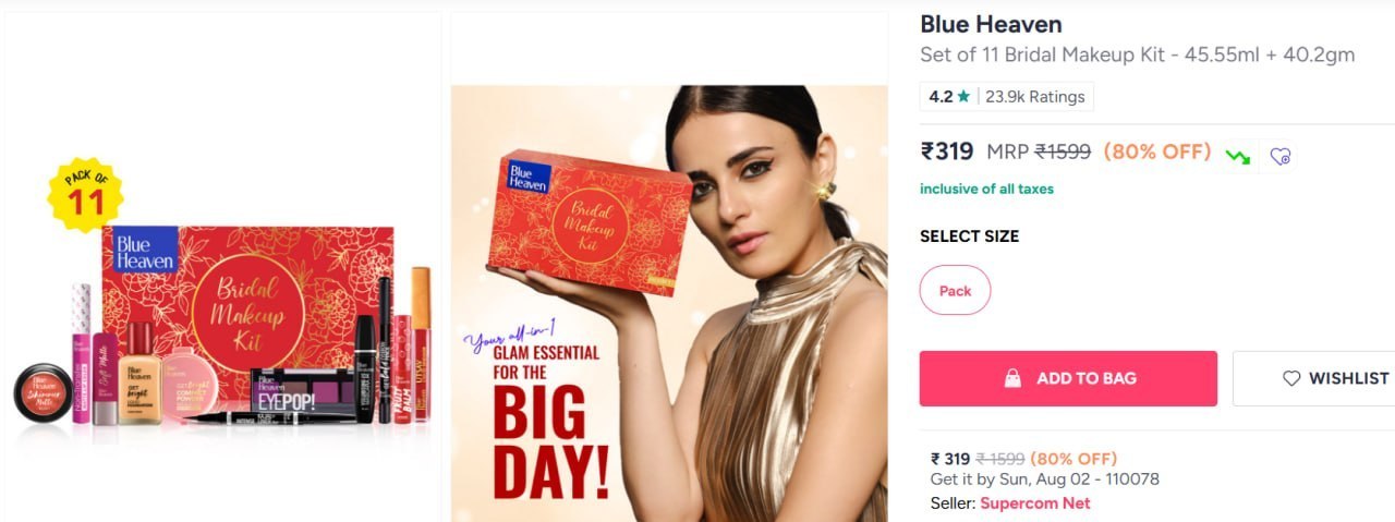 Myntra | 80% OFF Blue Heaven Makeup kit🔥