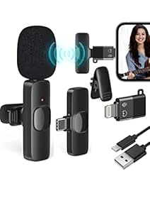 K8 Wireless Microphone, Digital Mini Portable Recording Clip Omnidirectional Microphone (Black)