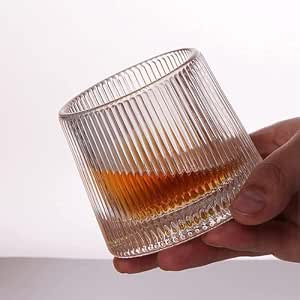 Dancing Whiskey Glass Set of 1 Pcs - 200 ML with Rotable Bottom, Spining Glasses Bar Glass for…