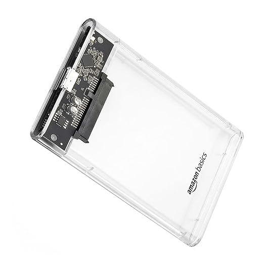 Amazon Basics 2.5" SATA SSD Enclosure Case, USB 3.0 to SATA Tool-Free External Hard Disk Case with Fast Transfer Speed Up to 5 Gbps & Up to 6TB Storage Capacity Compatible with 2.5 SSD/HDD