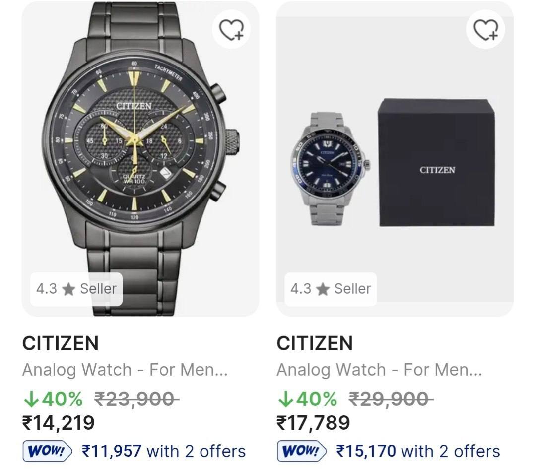 CITIZEN WATCHES @ APPROX 45%-50% OFF WITH AXIS/ ICICI CC (APPLY BANK OFFER)