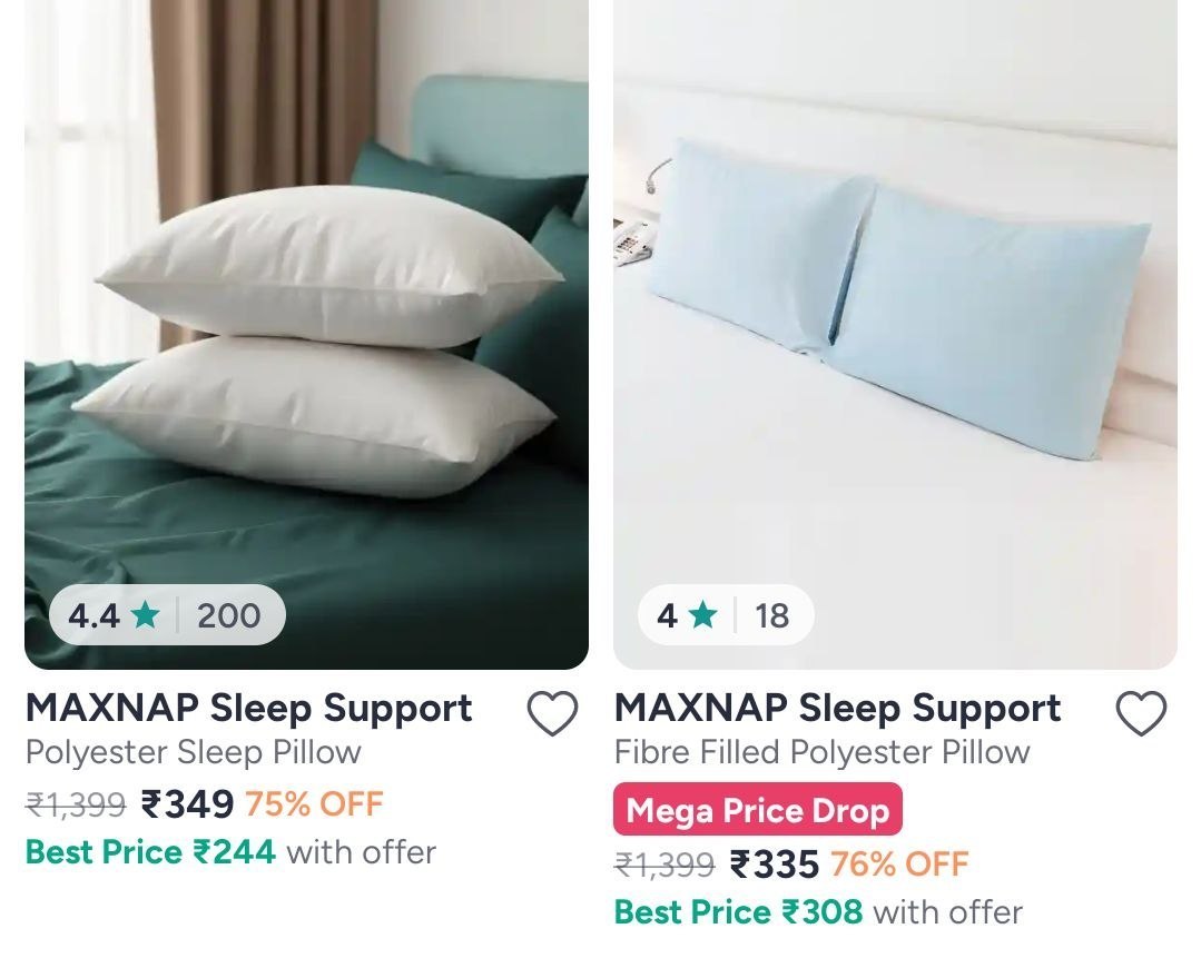 Myntra | Pack of 2 Pillows starting