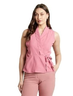 Off : Symbol PremiumWomen's Solid Sleeveless Wrap Top (Regular Fit