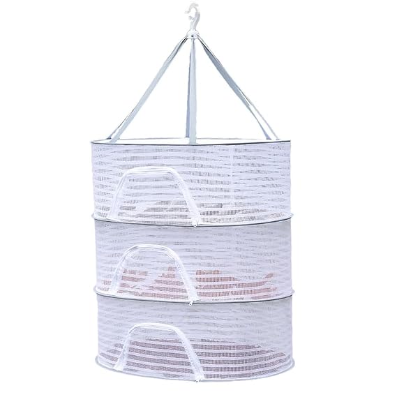 Sun Drying Net – 3‑Layer Foldable Food Drying Rack, 50×70 cm Multilayer Hanging Mesh for Vegetables, Pulses, Herbs & Fruit – Indoor Hydroponics, Camping & Sun‑Drying