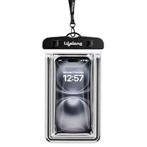 Lifelong Waterproof Mobile Rain Pouch with Plastic Air Lock, Black | IPX8 Waterproof Case for…
