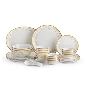 Cello Amber Gold Divine Series Opalware Dinner Set