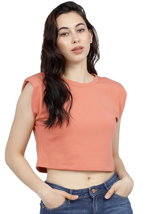 Tokyo Talkies Women's Sleeveless Round Neck Solid Tops| Stylish Casual wear