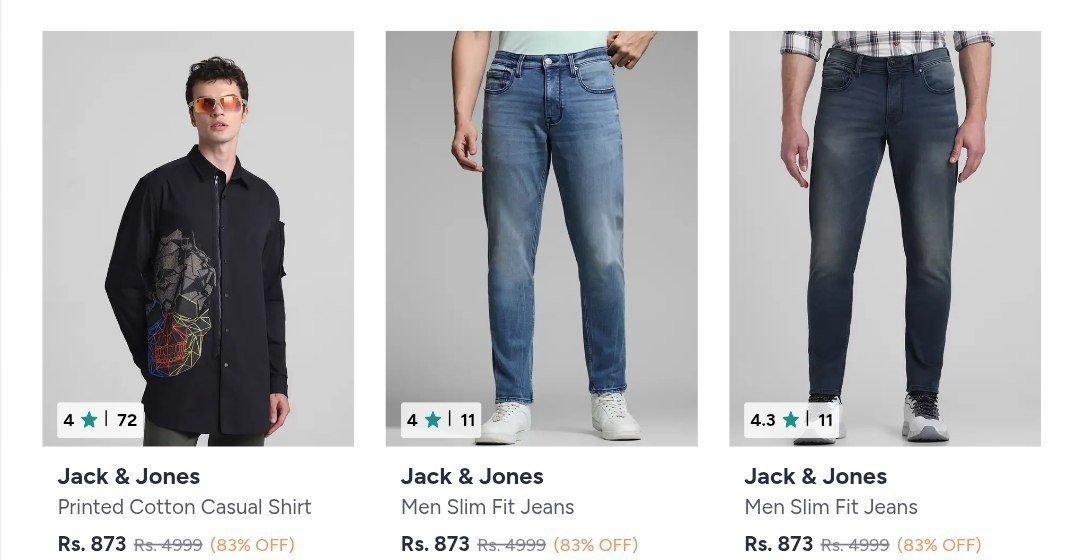 Myntra Loot : Upto 86% Off On Jack & Jones Clothing.