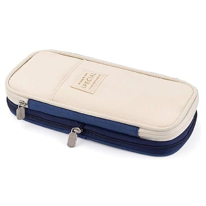 Large Storage Pencil Case Big Capacity Pencil Pouch Organizer Stationery Case for Girls Boys Students College School Office Pen Pencil Box Office Pencil Pouch Aesthetic Pen Pencil case (Blue)