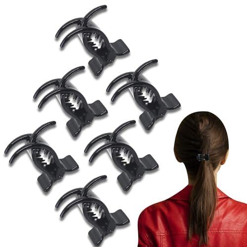 TEMPERIA (6 pcs) Hair Clips for Women & Girls - Clutcher Clutches Claw Clip Accessories - Stylish, Fashional (Black) (DN02)
