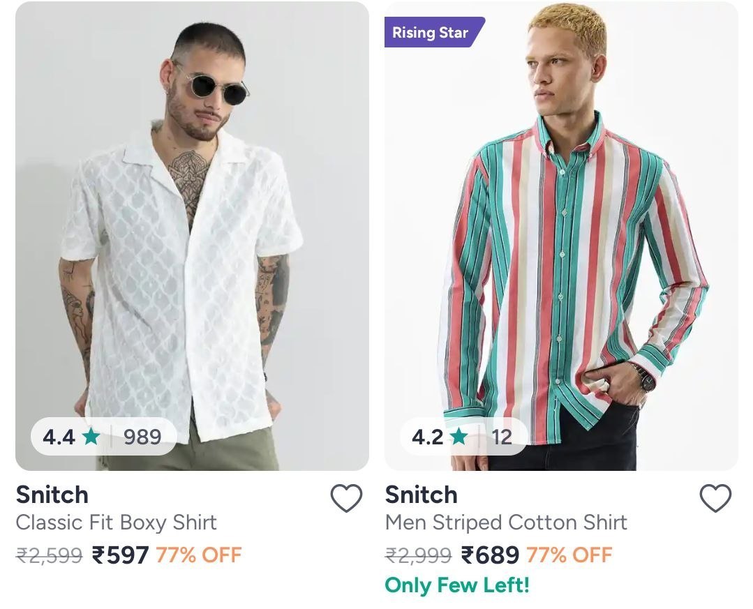 Myntra | 👕 Snitch Men's Clothing - Up to 77% OFF