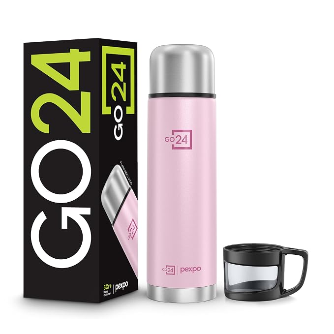 Go24 pexpo Stainless Steel Water Bottle Flamingo Baby Pink 1000ml