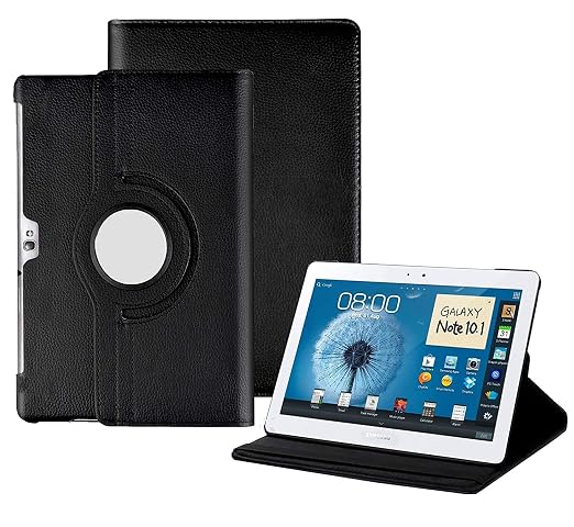 M Cart 360 Degree Rotating Leather Smart Rotary Swivel Stand Case Cover for Samsung Galaxy Note 10.1 Gt-N8000 Gt-N8010 Gt-N8020 Gt-N800 (Black)