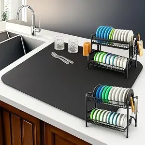 AERYS 30 x 50 cm Dish Dry Mat | Microfiber Home Drying Mat | Reversible Mat | Kitchen Absorbent Mat for Kitchen, Home, Office and Laundry | (1, 30 x 50 cm)
