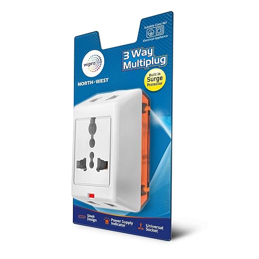 Wipro 3 Way Multiplug with Inbuilt Surge Protection (Pack of 3) (2020 Model)