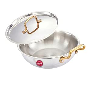 Amazon Brand - Solimo Premium Triply Stainless Steel Kadhai 24cm (2.5L) | SS Lid | Even Heating |…