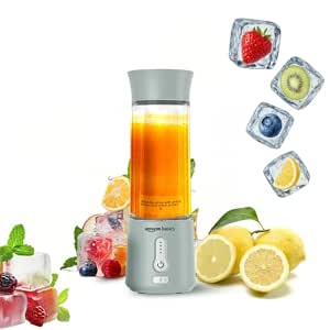 Amazon Basics Portable Hand Blender for Smoothies & Juices | USB Rechargeable | 6 Stainless Steel…