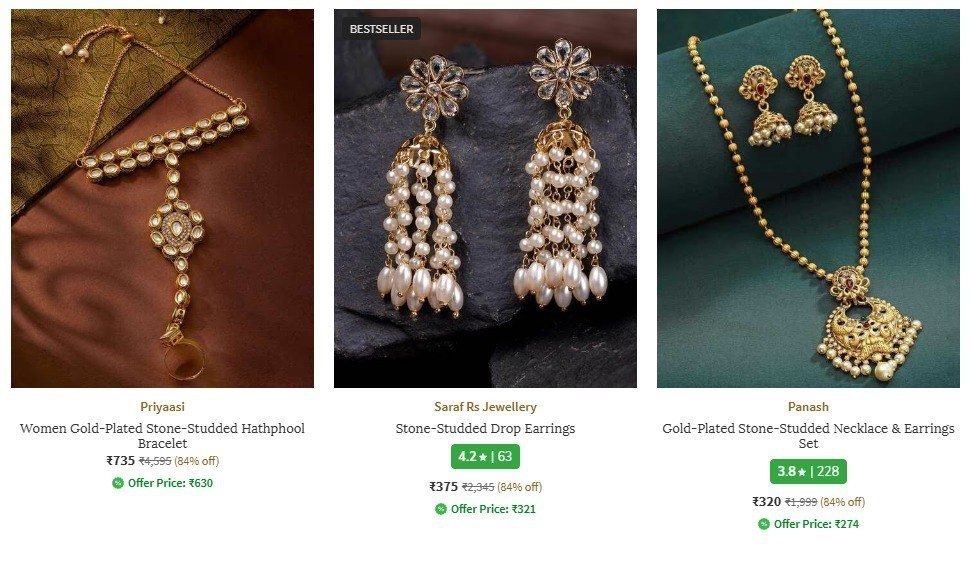 Ajio |💍🎊Jewellery Rubans, Panash & More Min 80% Off