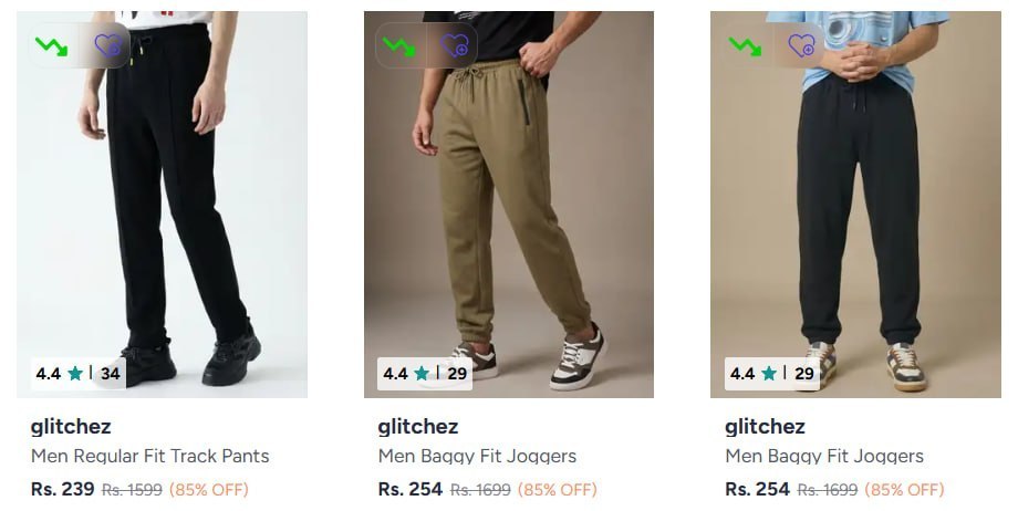 Myntra | Glitchez Trackpants Upto 85% Off