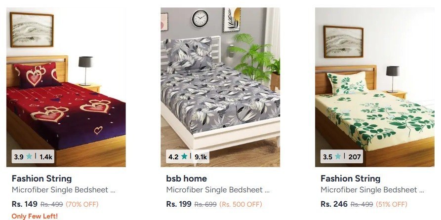 Myntra | Single Bedsheets starting only!
